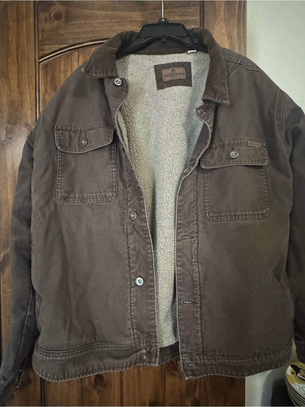 Men’s XL Brown Barn Jacket Woolrich Sherpa Fleece Lined Canvas Work Jacket